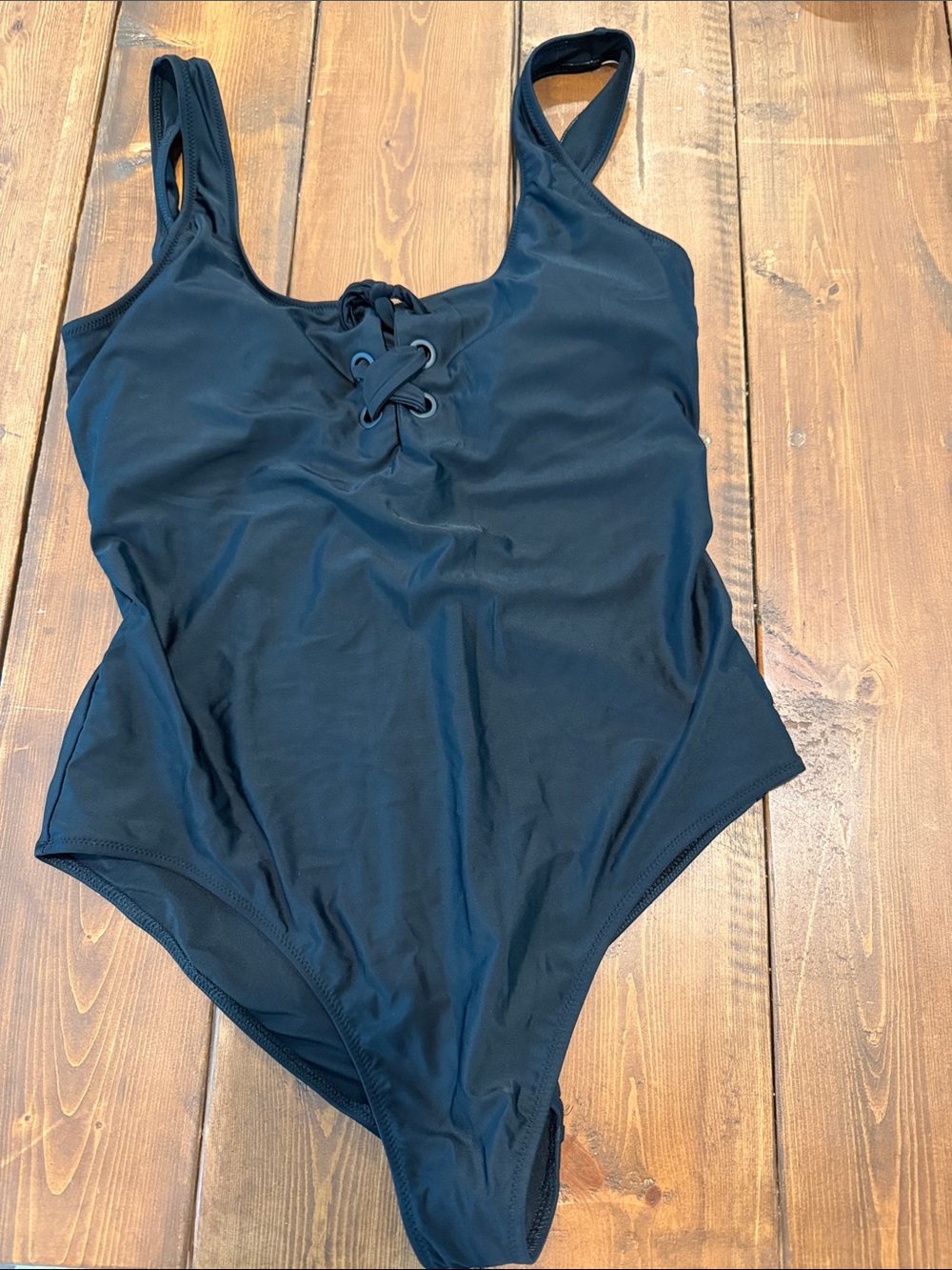 American Eagle Outfitters Black Lace-Up One-Piece Swimsuit